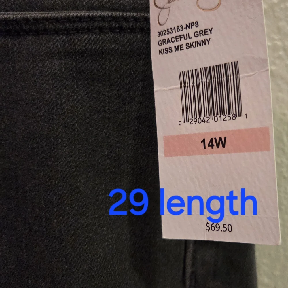 Jessica Simpson Women's Charcoal Relaxed Skinny Stretch Jeans 14W - Picture 3 of 4